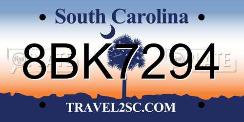 8BK7294 South Carolina License Plate