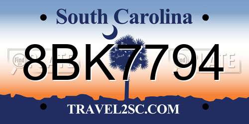 8BK7794 South Carolina License Plate