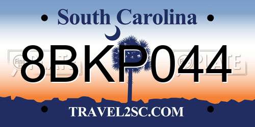 8BKP044 South Carolina License Plate