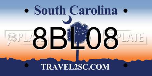 8BL08 South Carolina License Plate