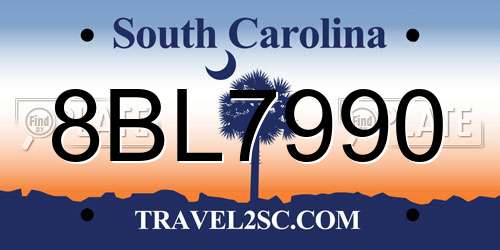 8BL7990 South Carolina License Plate