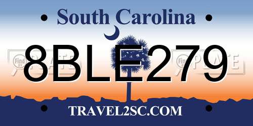 8BLE279 South Carolina License Plate