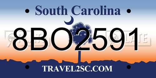 8BO2591 South Carolina License Plate