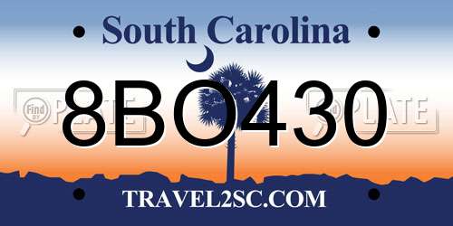 8BO430 South Carolina License Plate