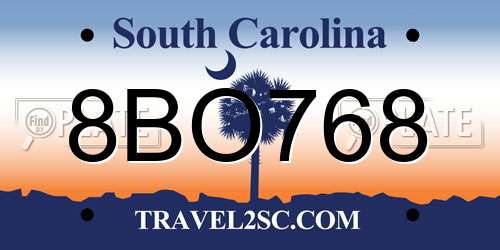 8BO768 South Carolina License Plate