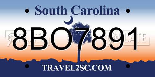 8BO7891 South Carolina License Plate