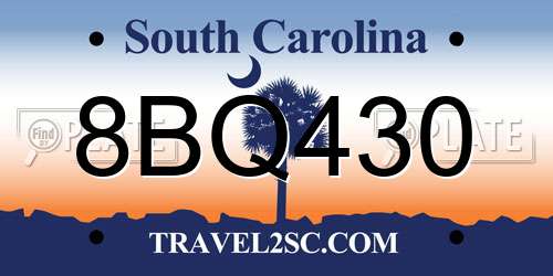 8BQ430 South Carolina License Plate