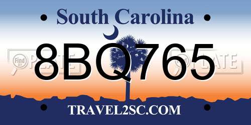 8BQ765 South Carolina License Plate