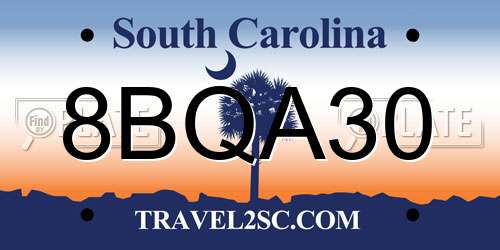 8BQA30 South Carolina License Plate