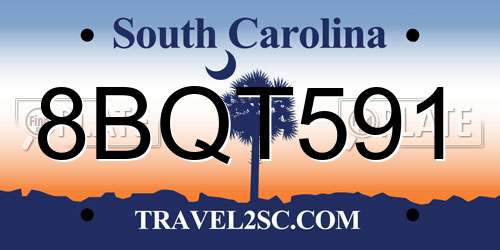 8BQT591 South Carolina License Plate