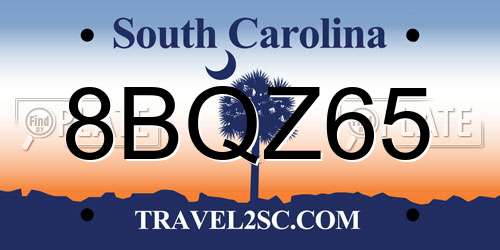 8BQZ65 South Carolina License Plate