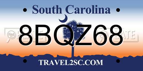 8BQZ68 South Carolina License Plate