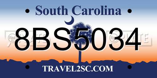 8BS5034 South Carolina License Plate