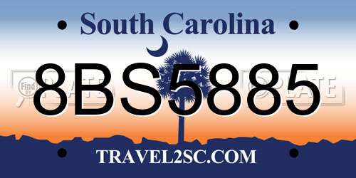 8BS5885 South Carolina License Plate