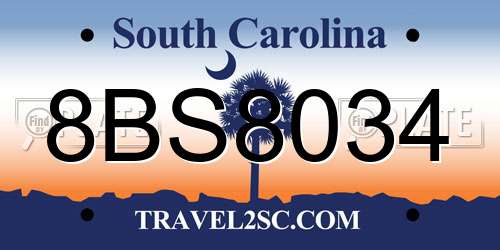 8BS8034 South Carolina License Plate