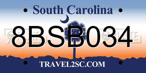 8BSB034 South Carolina License Plate