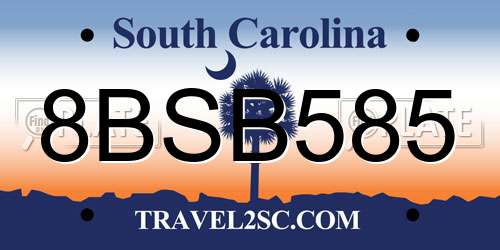 8BSB585 South Carolina License Plate