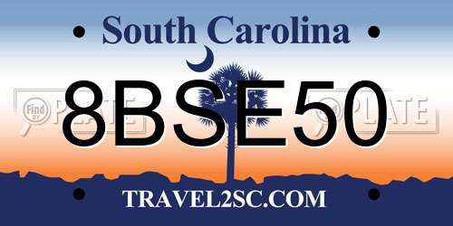 8BSE50 South Carolina License Plate