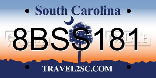 8BSS181 South Carolina License Plate
