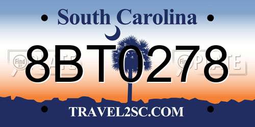 8BT0278 South Carolina License Plate