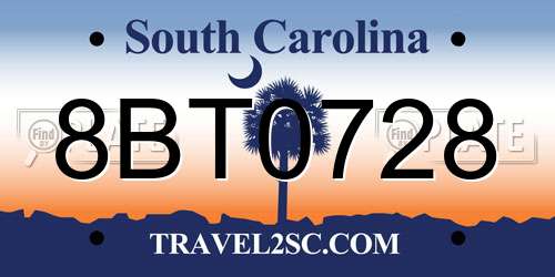 8BT0728 South Carolina License Plate