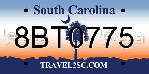 8BT0775 South Carolina License Plate