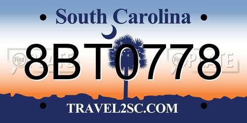 8BT0778 South Carolina License Plate
