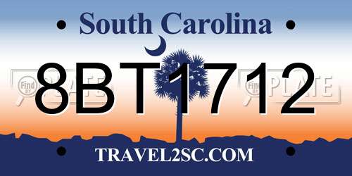 8BT1712 South Carolina License Plate