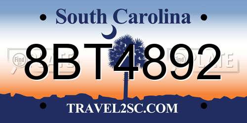8BT4892 South Carolina License Plate