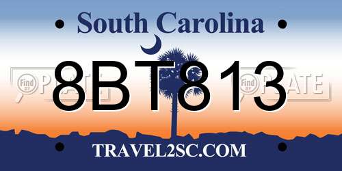 8BT813 South Carolina License Plate