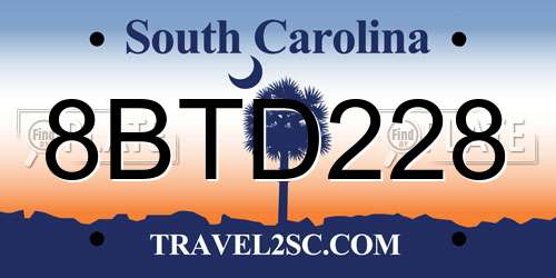 8BTD228 South Carolina License Plate