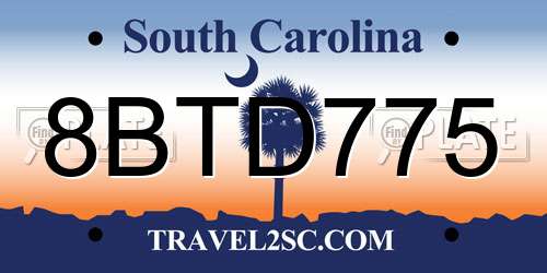8BTD775 South Carolina License Plate