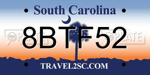 8BTF52 South Carolina License Plate