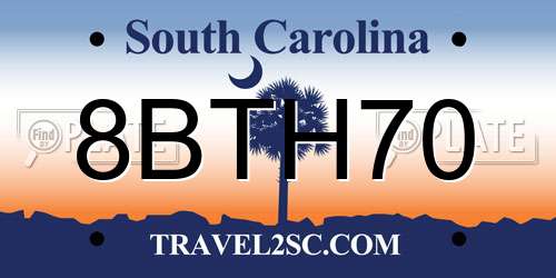 8BTH70 South Carolina License Plate