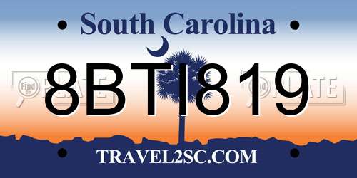 8BTI819 South Carolina License Plate