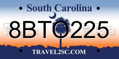 8BTO225 South Carolina License Plate