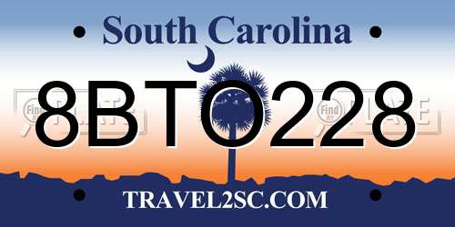 8BTO228 South Carolina License Plate