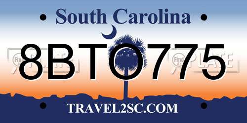 8BTO775 South Carolina License Plate
