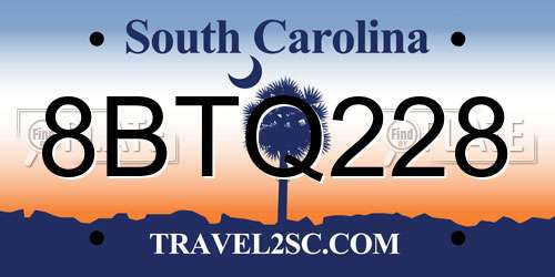 8BTQ228 South Carolina License Plate