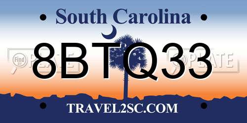 8BTQ33 South Carolina License Plate