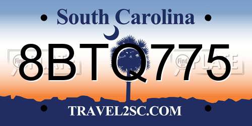 8BTQ775 South Carolina License Plate