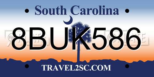 8BUK586 South Carolina License Plate