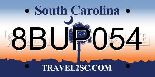8BUP054 South Carolina License Plate