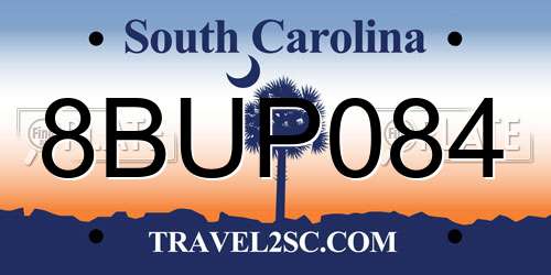 8BUP084 South Carolina License Plate