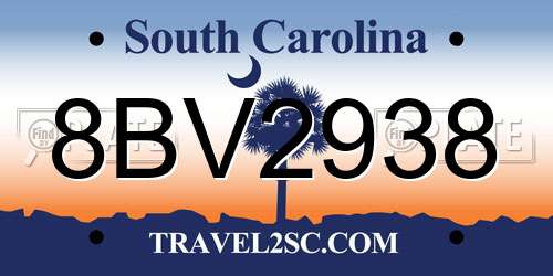 8BV2938 South Carolina License Plate