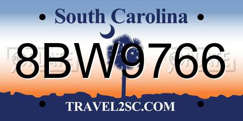 8BW9766 South Carolina License Plate