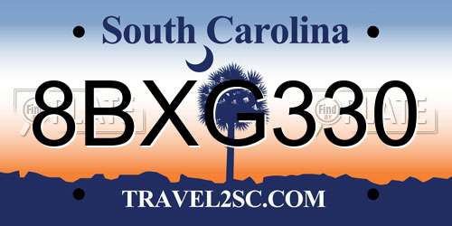 8BXG330 South Carolina License Plate