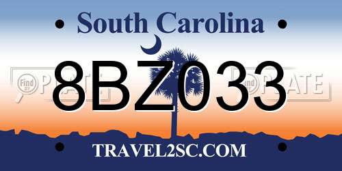8BZ033 South Carolina License Plate