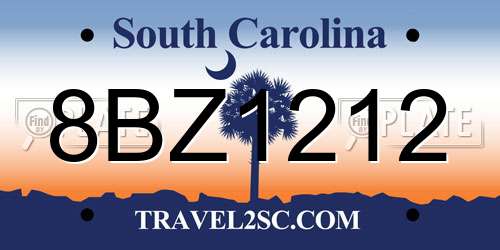 8BZ1212 South Carolina License Plate