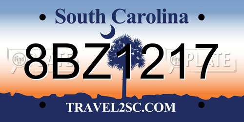 8BZ1217 South Carolina License Plate